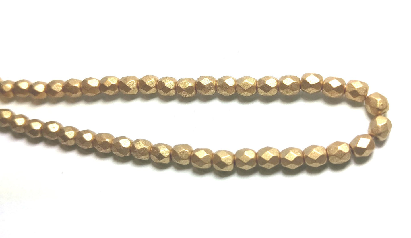 One Strand Czech Glass Beads-Satin Gold