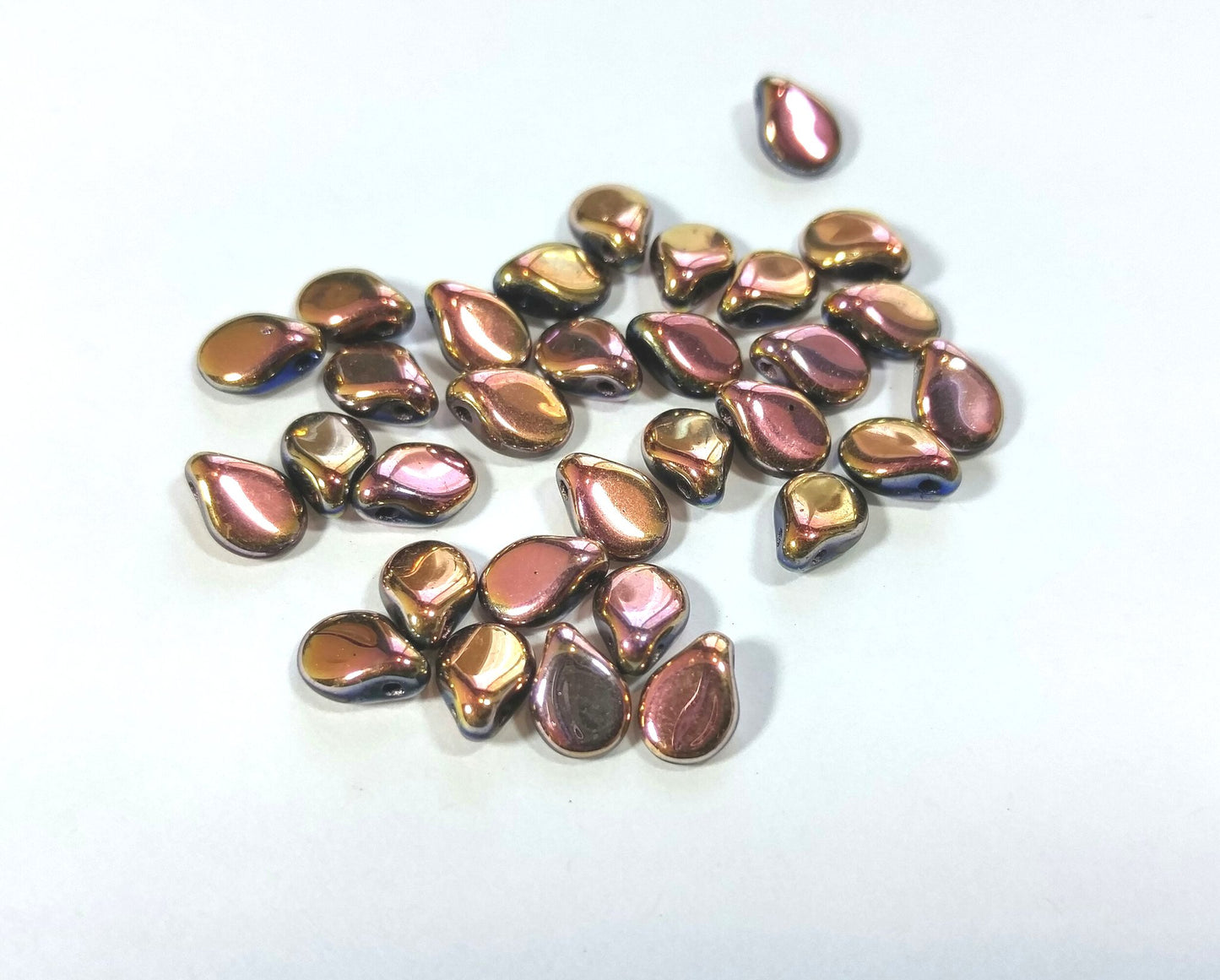 30 Czech Glass Pale Copper Rose Pip Beads