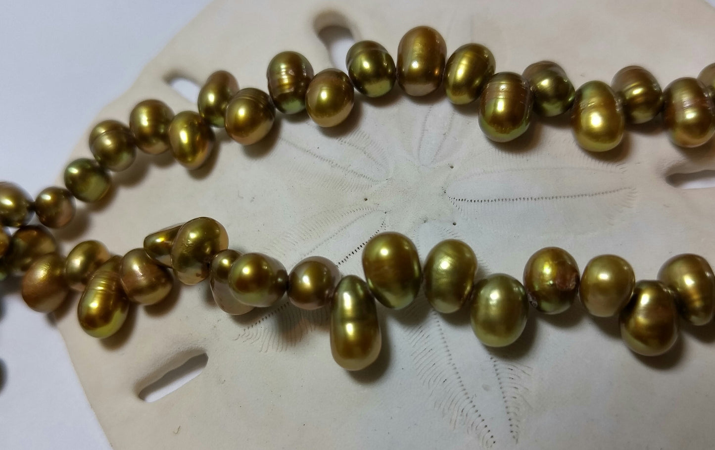 Freshwater Pearls in Golden Olive
