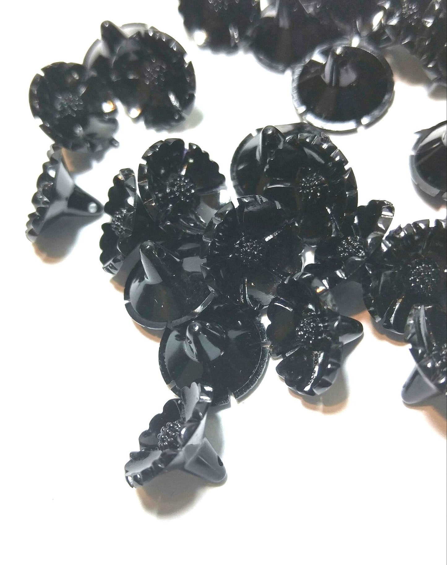 25 Vintage Germany Acrylic Black Flowers