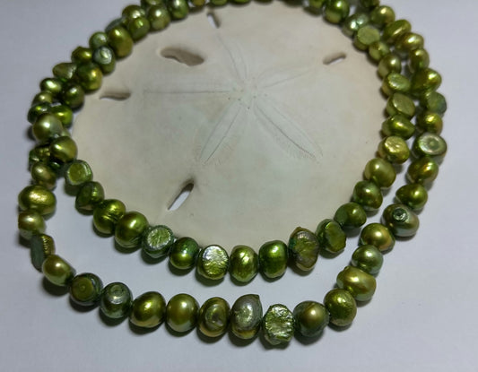 Freshwater Pearls in Green Olive