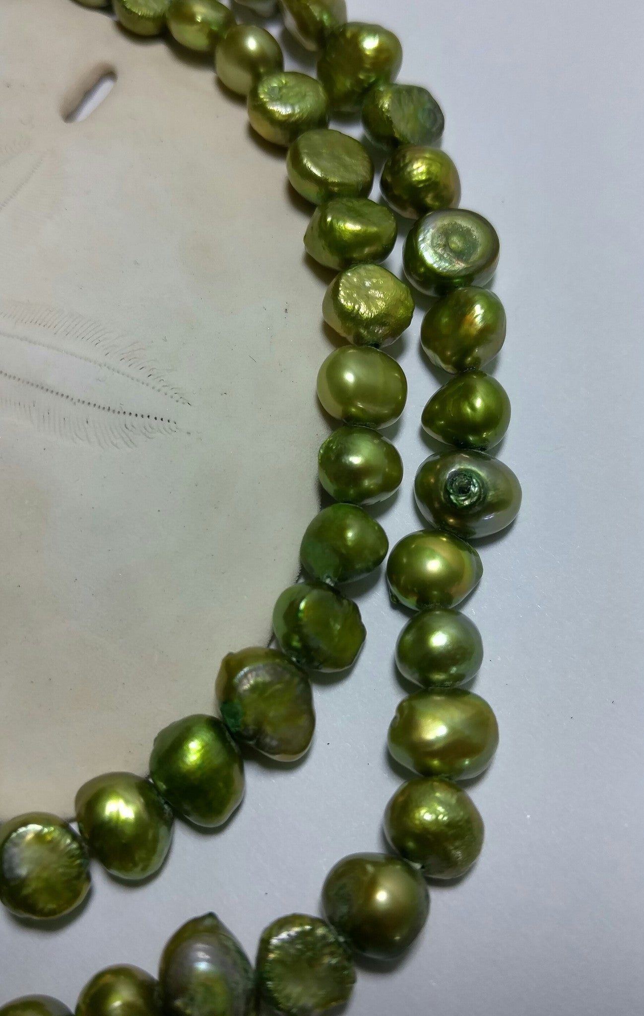 Freshwater Pearls in Green Olive