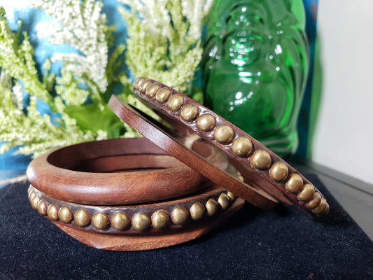 5 piece wooden bangle bracelet set