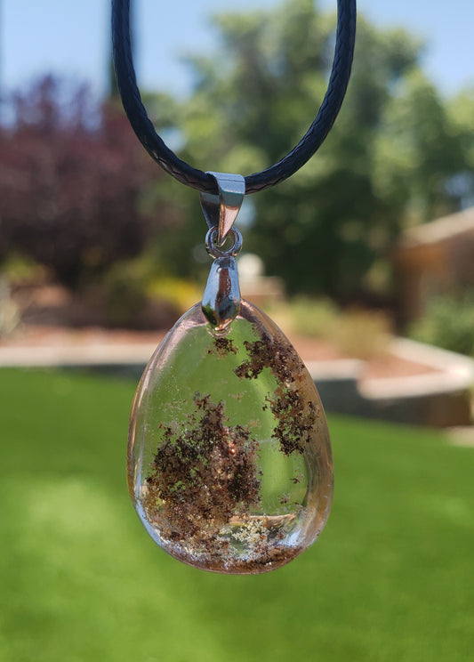 Garden/phantom/ lodolite quartz pendant necklace #5