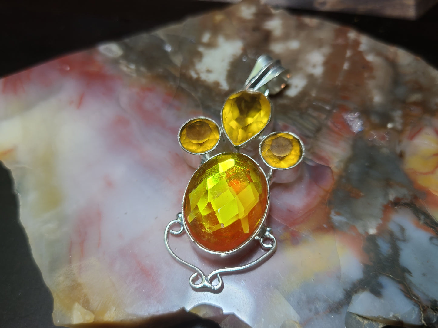 Faceted Yellow Topaz Pendant