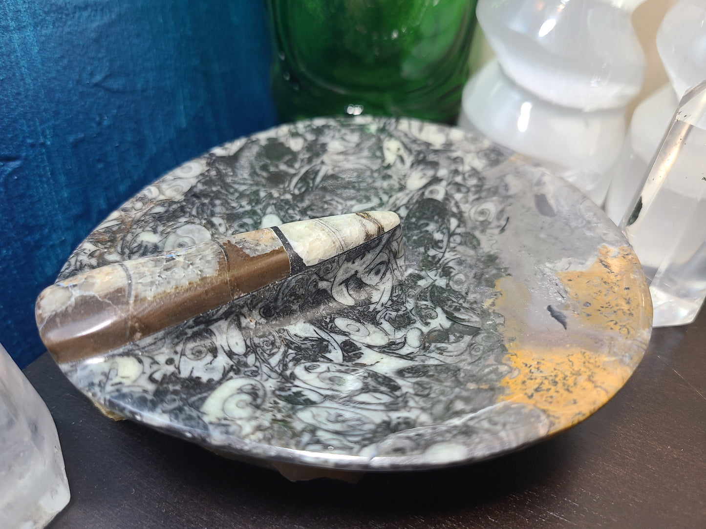 Ammonite/Orthoceras Carved Dish