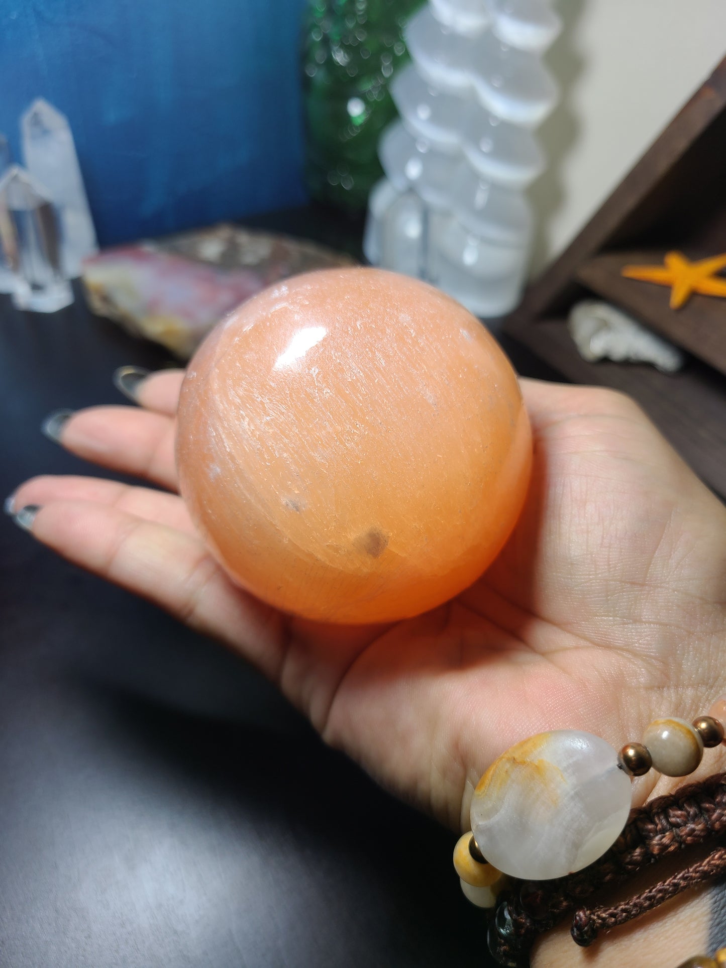 Pretty & Peachy Selenite Orb
