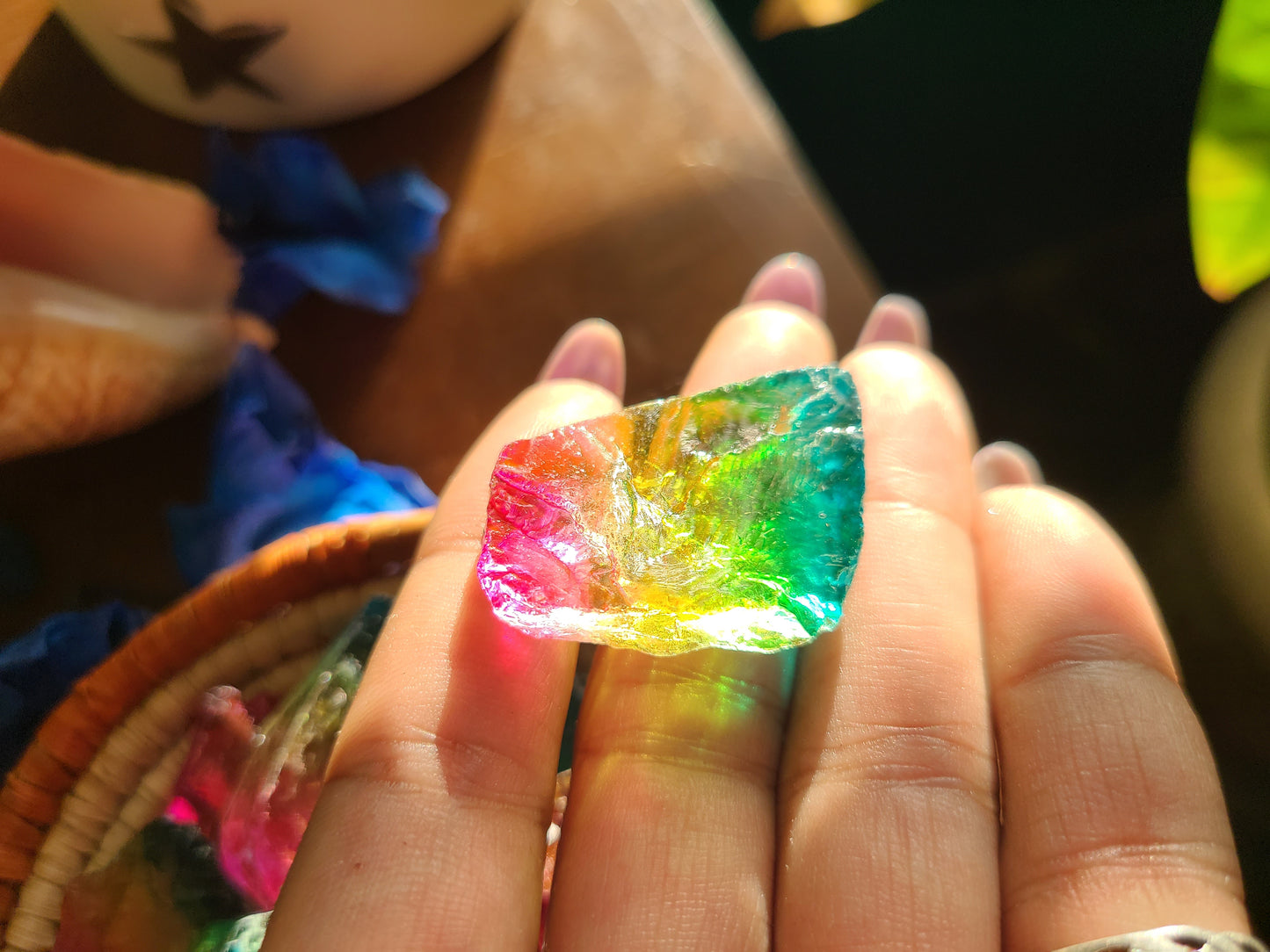 Rainbow Aura Raw Quartz Stone