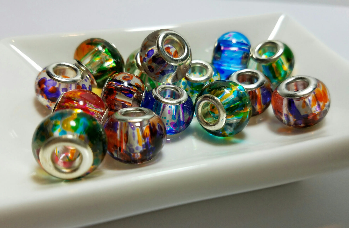 20 Fancy Glass Euro Beads