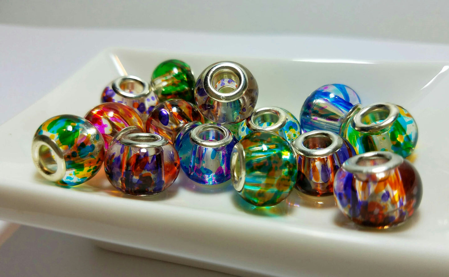 20 Fancy Glass Euro Beads