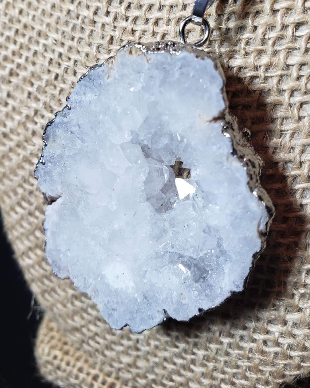 Quartz crystal slab necklace
