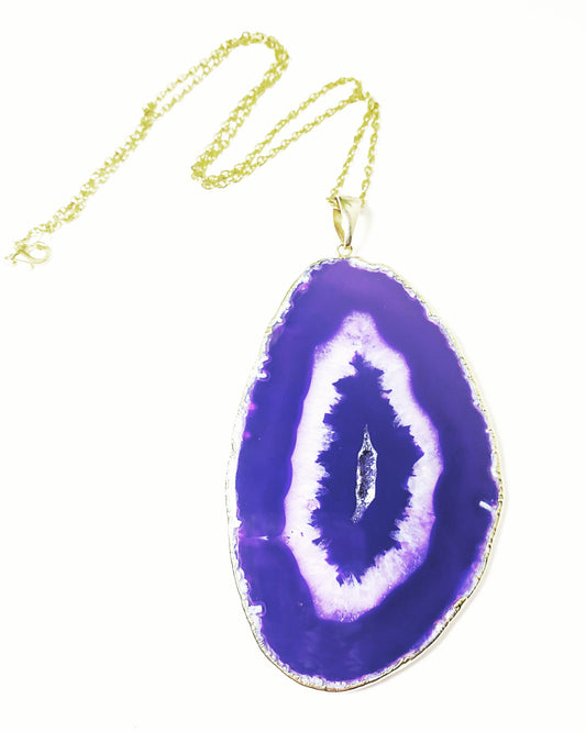 Purple geode slab necklace