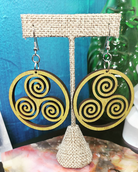 Wooden Earrings - Swirls