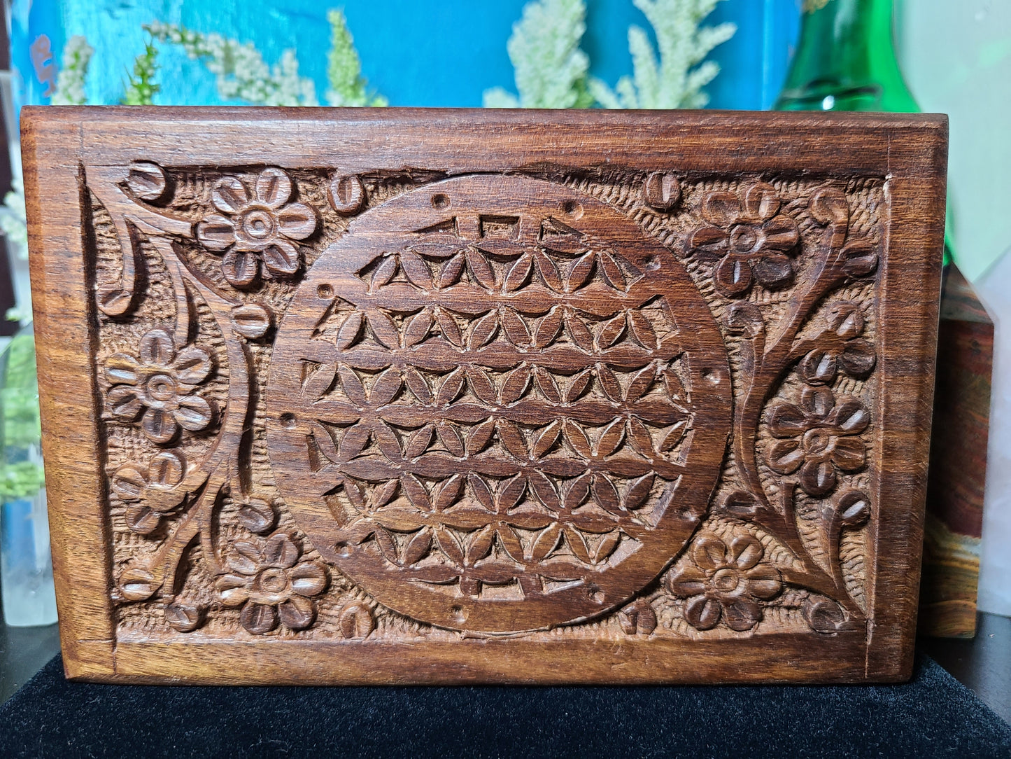Flower Carved Wooden Box