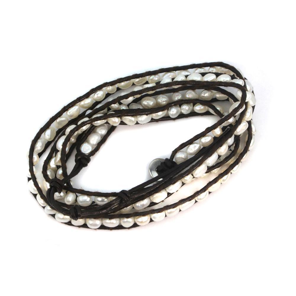 Pearl Leather Wrap Bracelet
