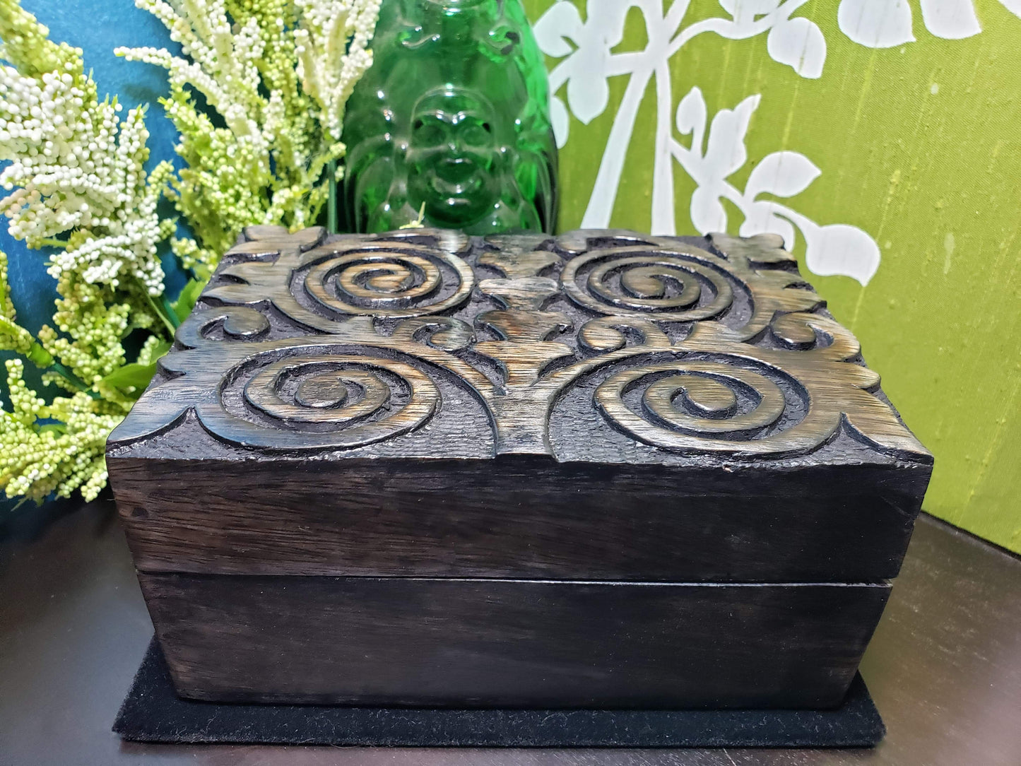 Swirls Carved Wooden Box